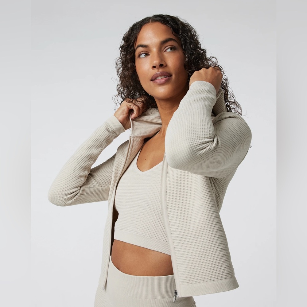 VUORI Cream Waffle Knit Hoodie